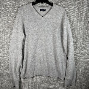 JCrew 100% Lambs‎ Wool Mens VNeck Pullover Sweater Grey